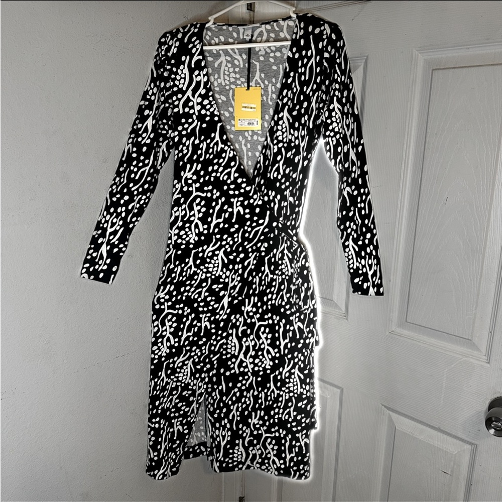 NEW! Women’s Long Sleeve Midi Sea Spots Black Wrap Dress - DVF For Target